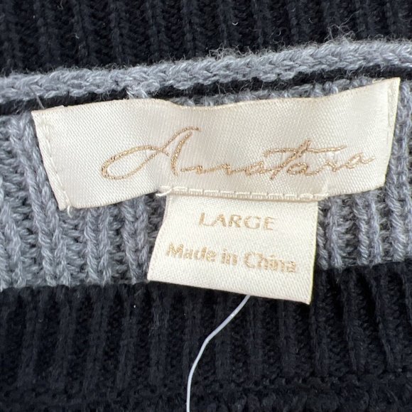 Womens Anatara Sweater L Cable Knit Black Charcoal Gray Chunky NWT - Picture 11 of 16